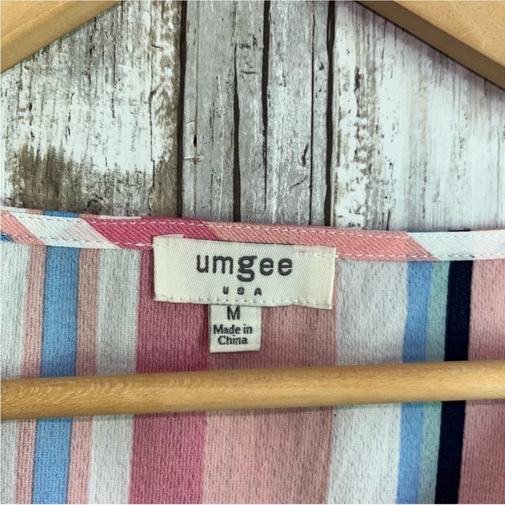 Umgee Pink Striped Round Neck Blouse - Picture 6 of 6
